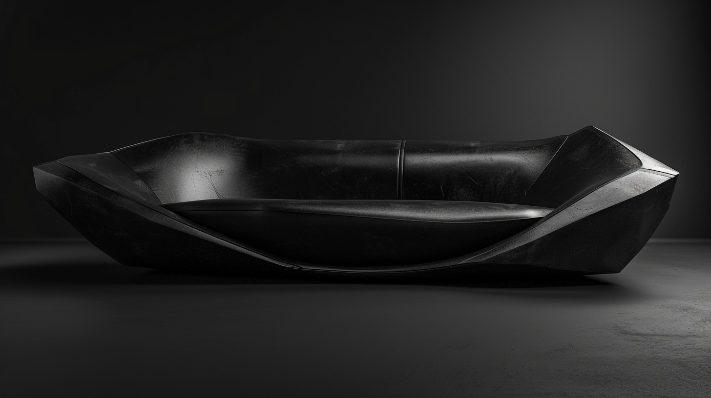 The ECNA MONOLITH sofa isolated in dark directional light.